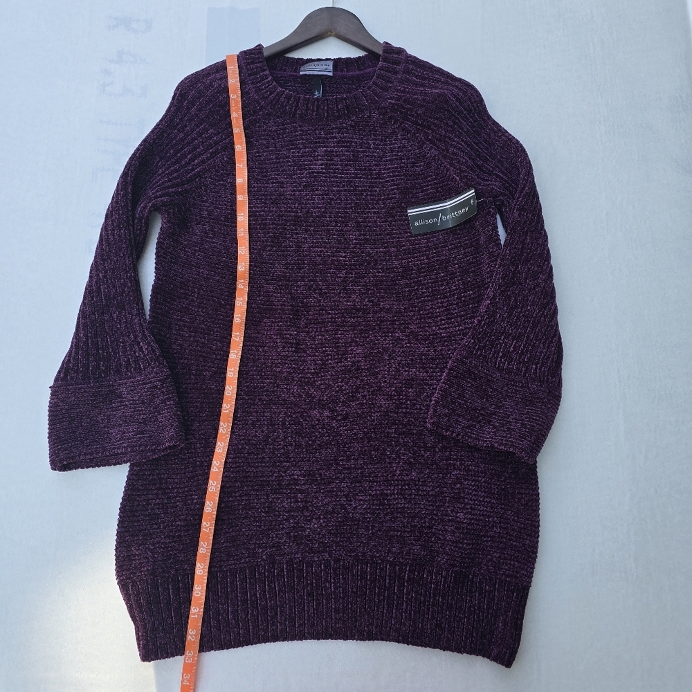 Allison Brittney Plum Chenille Knit Sweater Tunic Size - Picture 5 of 7